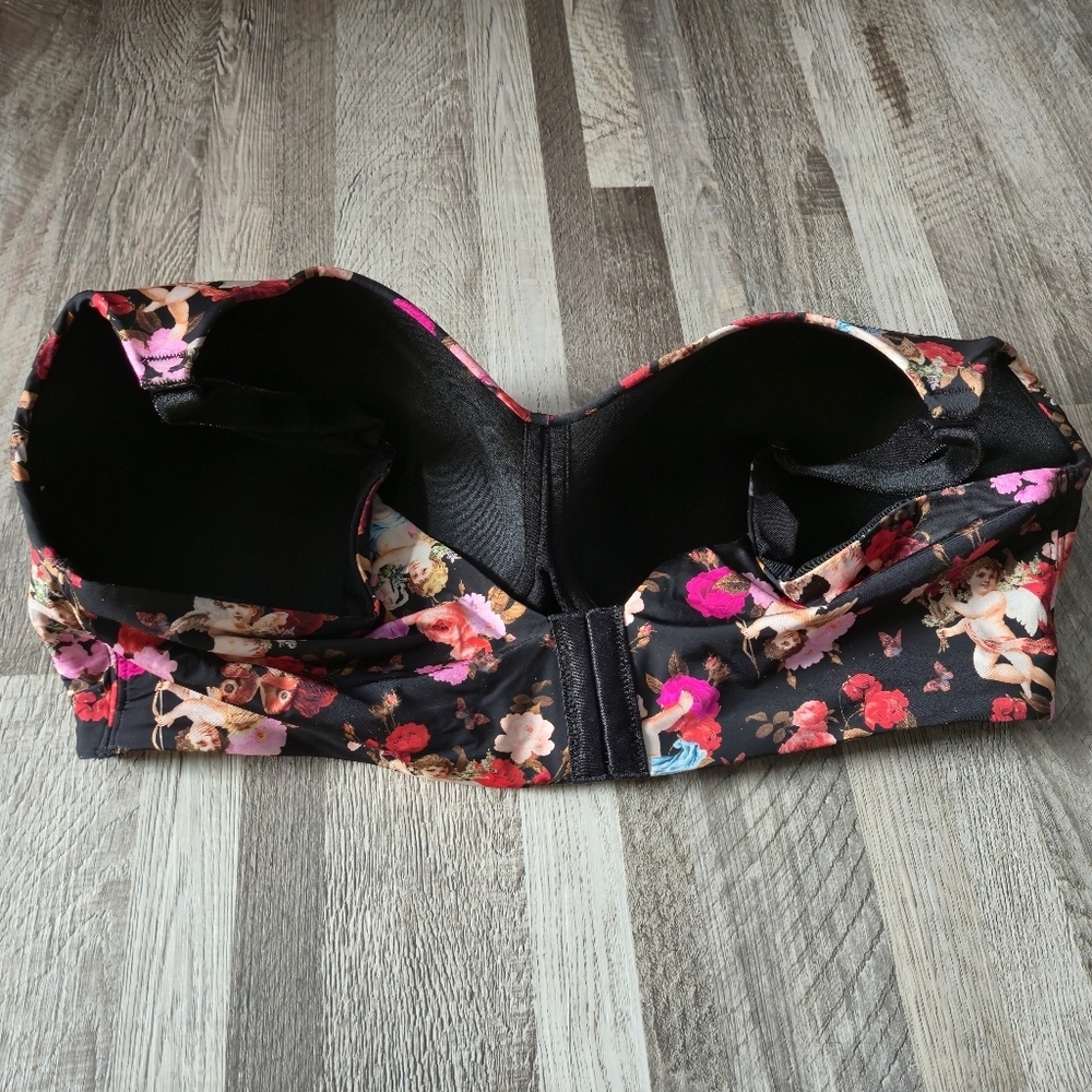 Torrid 42DDD Coquette Bra Black Floral Dream Wire-Free 360 Smoothing Cupid Print - Picture 3 of 14